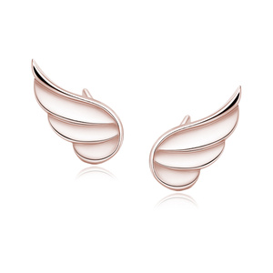 Silver (925) earrings - rose gold-plated wings