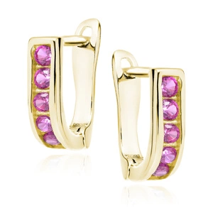 Silver (925) earrings with pink zirconia, gold-plated