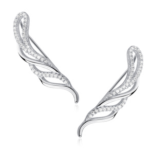 Silver (925) cuff earrings with zirconia