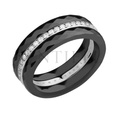 Ceramic black rings and silver (925) ring with white zirconia