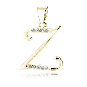 Silver (925) gold-plated pendant white zirconias - letter Z