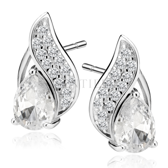 Silver (925) earrings with white zirconia