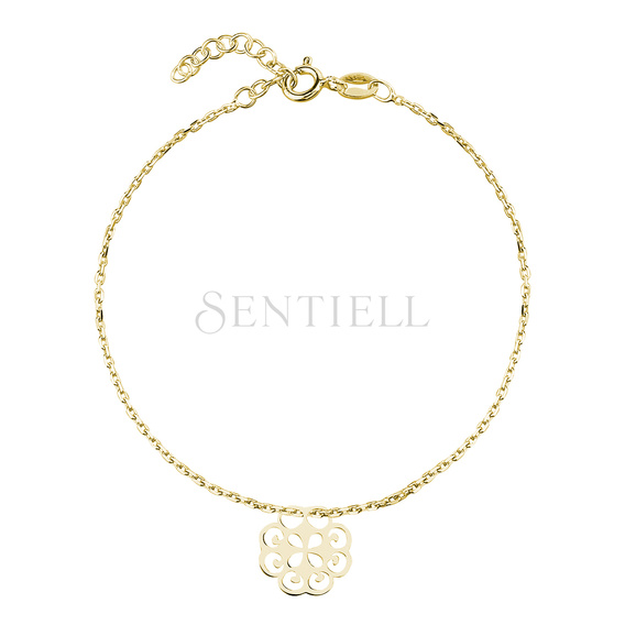 Silver (925) bracelet with open-work pendant, gold-plated