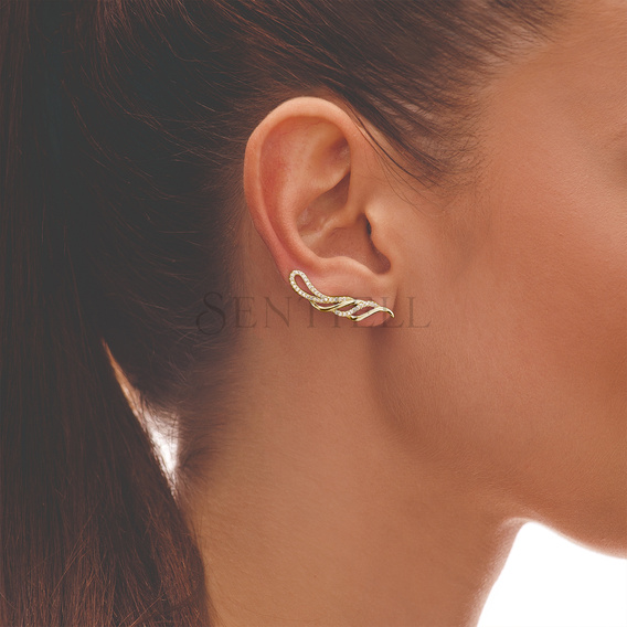 Silver (925) gold-plated cuff earrings with zirconia