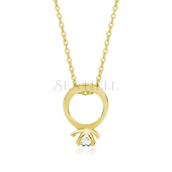 Silver (925) necklace with ring pendant - gold-plated