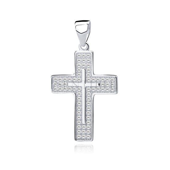 Silver (925) pendant cross with zirconia