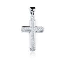 Silver (925) pendant cross with two rows of zirconia