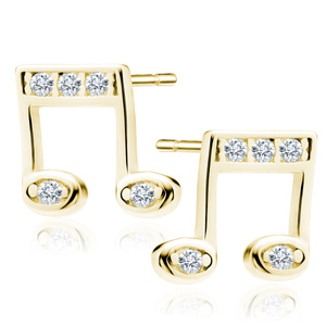 Silver (925) gold-plated note earrings with zirconia