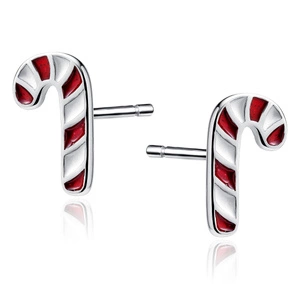 Silver (925) rhodium-plated red and white candy cane