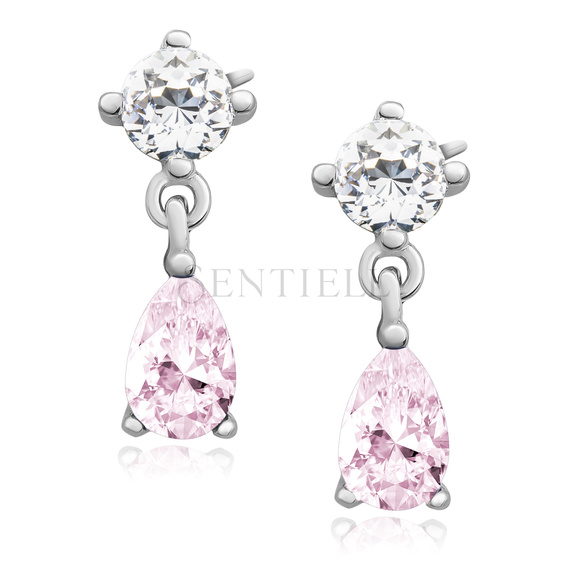 Silver (925) elegant earrings with light pink zirconia