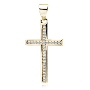 Silver (925) gold-plated pendant cross with white zirconias
