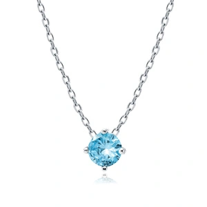 Silver (925) necklace with aquamarine zirconia