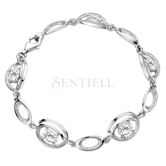 Silver (925) bracelet with white zirconia