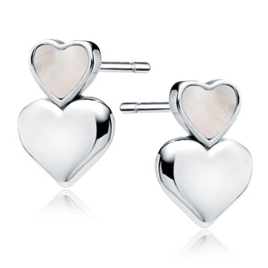 Silver (925) earrings with mother of pearl - hearts