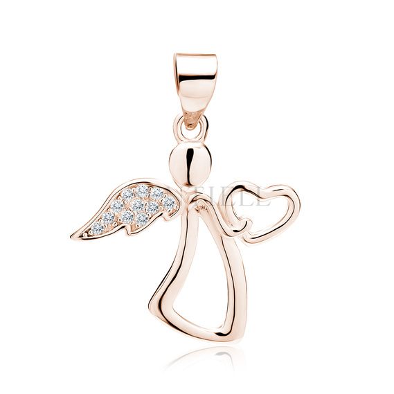 Silver (925) rose gold-plated pendant with zirconia - angel