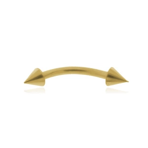 Stainless steel (316L) banana piercing for eyebrow - golden with spikes