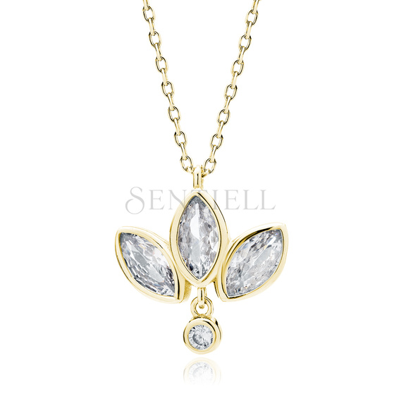 Silver (925) gold-plated necklace with white zirconias