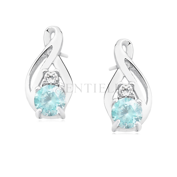 Silver (925) earrings with aquamarine zirconia