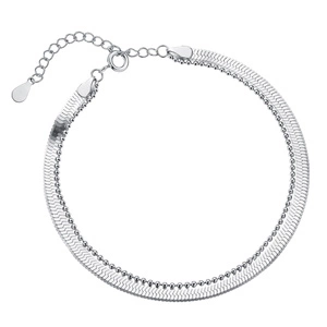 Silver (925) bracelet with Snake chain and Bead chain