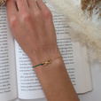 Silver (925) gold-plated bracelet with dark green cord and infinity