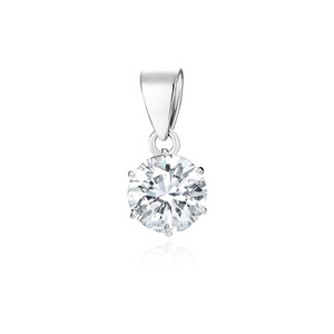 Silver (925) pendant round white zirconia diameter - 6mm