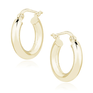 Silver (925) earrings hoops - highly polished, gold-plated