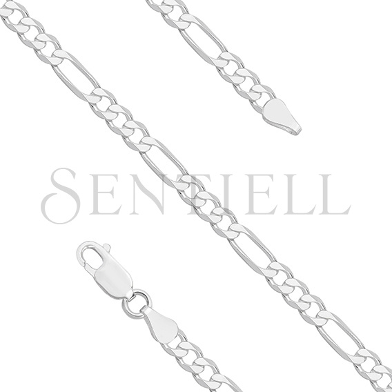 Silver (925) diamond-cut bracelet - figaro extra flat Ø 120