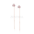 Silver (925) rose gold-plated earings - pink ladybug with zirconias