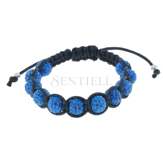 Rope bracelet (925) blue 11 disco balls