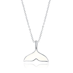 Silver (925) necklace whale tail with white enamel