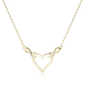 Silver (925) gold-plated necklace - heart and infinities with white zirconias