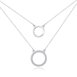 Silver (925) necklace - circles with zirconia