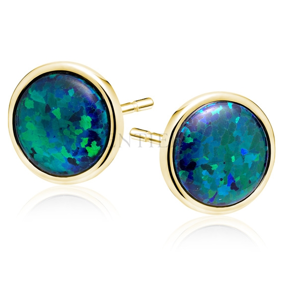 Silver (925) gold-plated earings with green opal