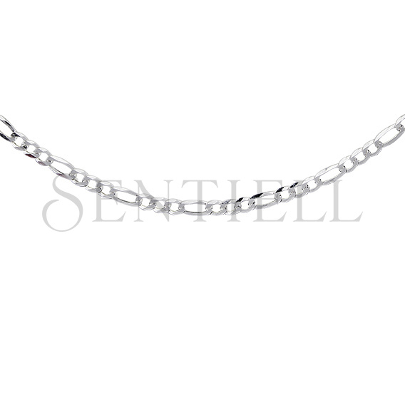 Silver (925) diamond-cut chain - figaro extra flat Ø 080 rhodium-plated