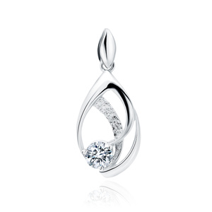 Silver (925) elegant pendant with white zirconia