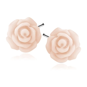 Silver (925) earrings roses - light pink