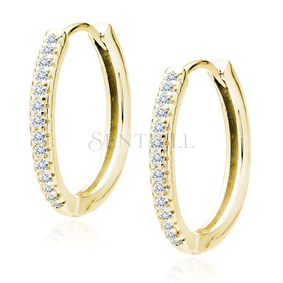 Silver (925) gold-plated earrings hoop with zirconia