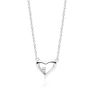 Silver (925) necklace - heart with zirconia