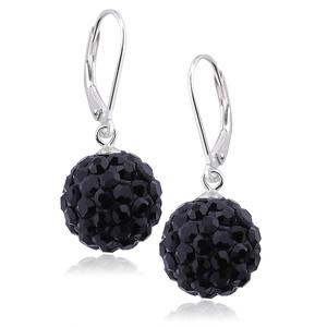 Silver (925) Earrings disco ball 12mm black