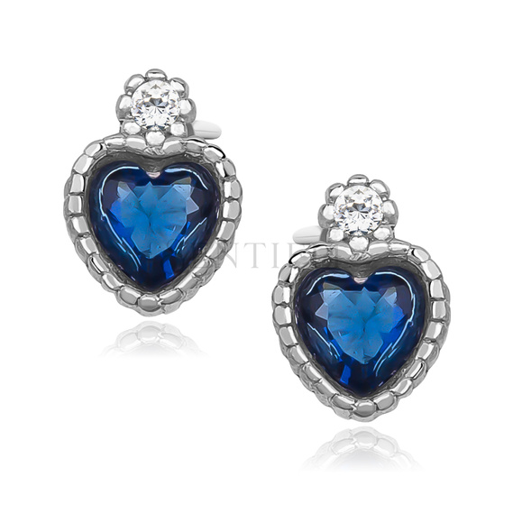 Silver (925) elegant heart earrings with sapphire zirconia