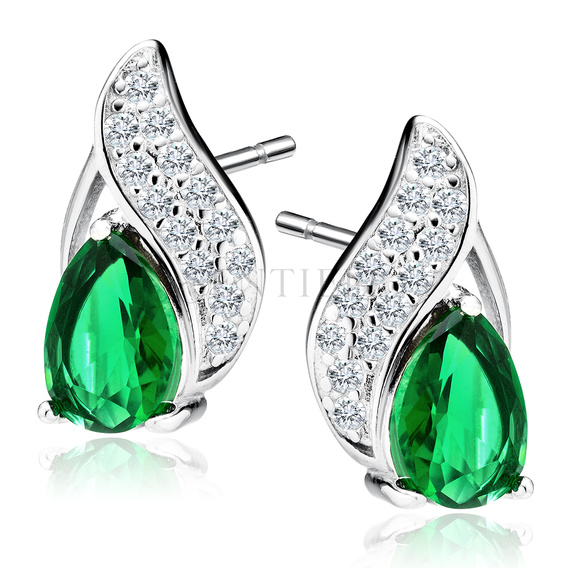 Silver (925) earrings with emerald zirconia