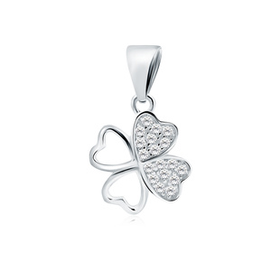 Silver (925) pendant clover with white zirconias