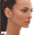 Silver (925) elegant round earrings with emerald zirconia