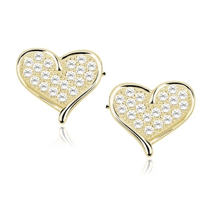 Silver (925) gold-plated heart earrings with zirconia