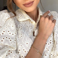 Silver (925) gold-plated double chain bracelet with circle