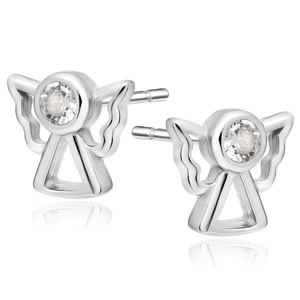 Silver (925) earrings angels with white zirconia