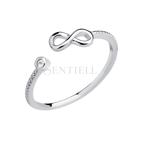 Silver (925) subtle ring with white zirconia - Infinity