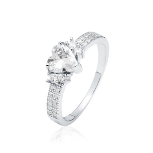 Silver (925) ring heart - white zirconia