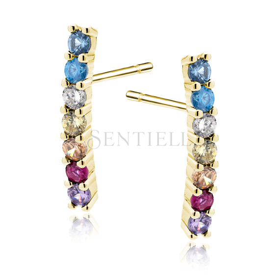 Silver (925) gold-plated earrings with various colors of zirconias