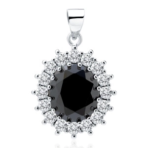 Silver (925) pendant black colored zirconia